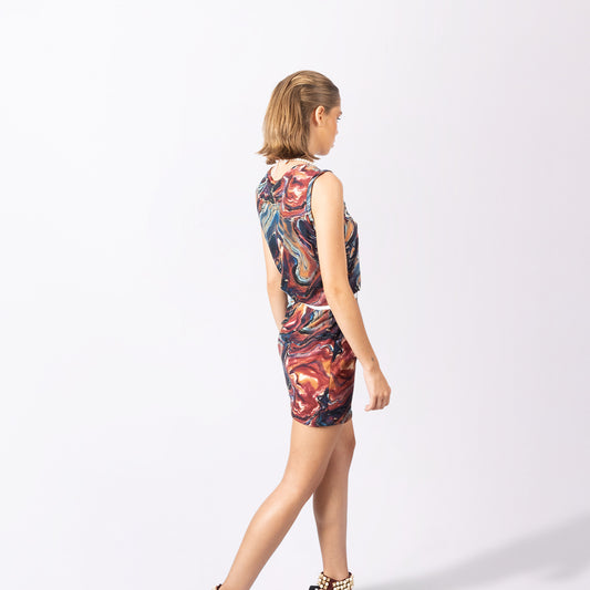 Upclycled Marbled Knit Dress  LLESSUR NYC