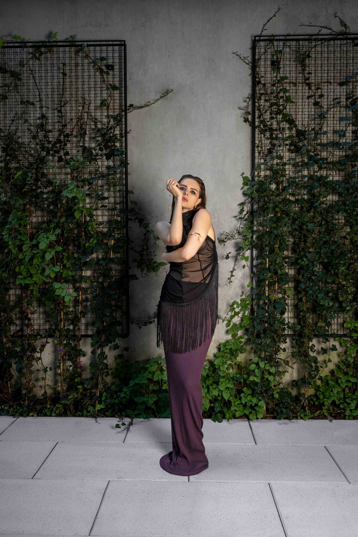 Sleeveless Turtleneck Top With Fringe Shirts & Tops LLESSUR NYC