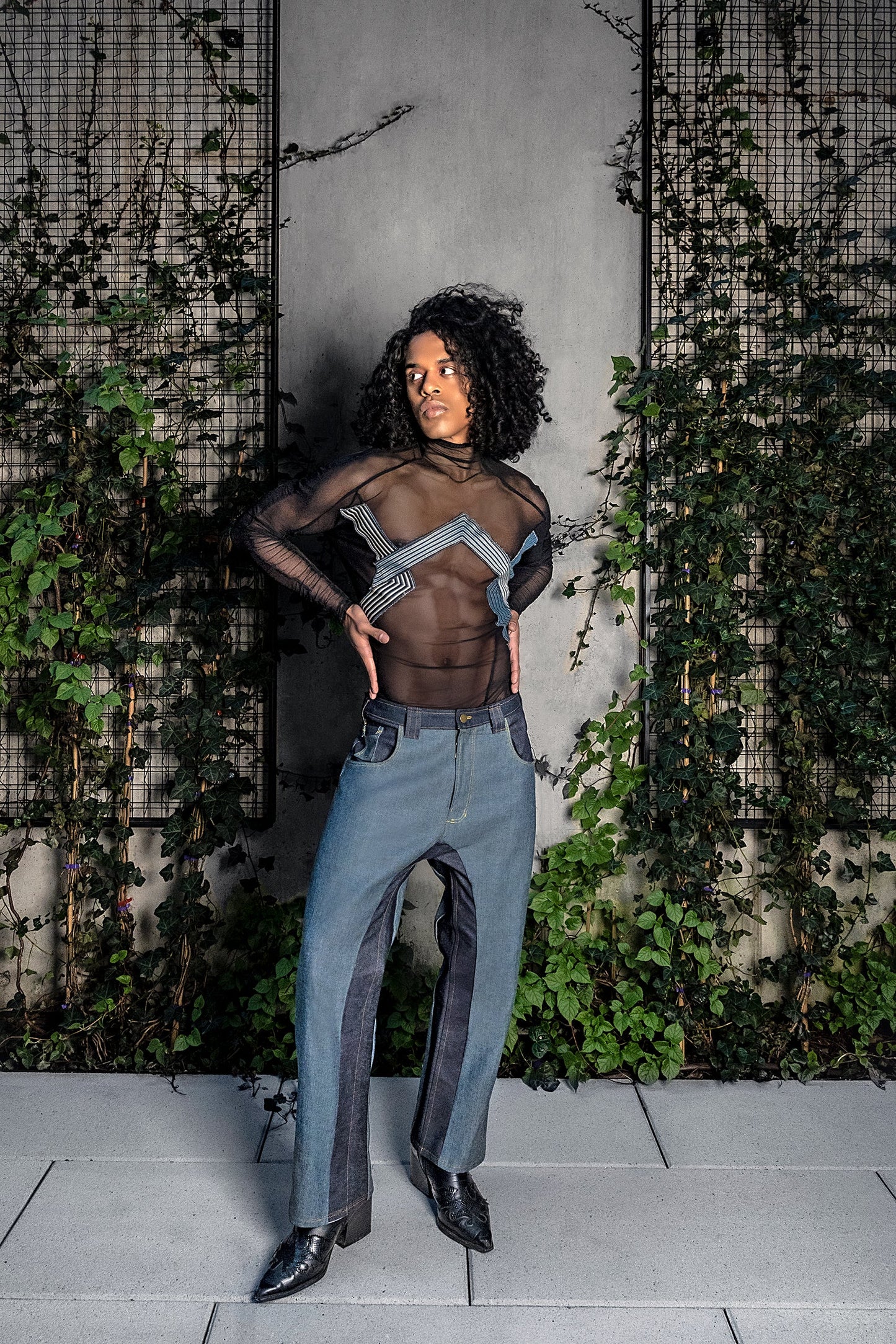 Relaxed Fit Paneled Jeans Pants LLESSUR NYC