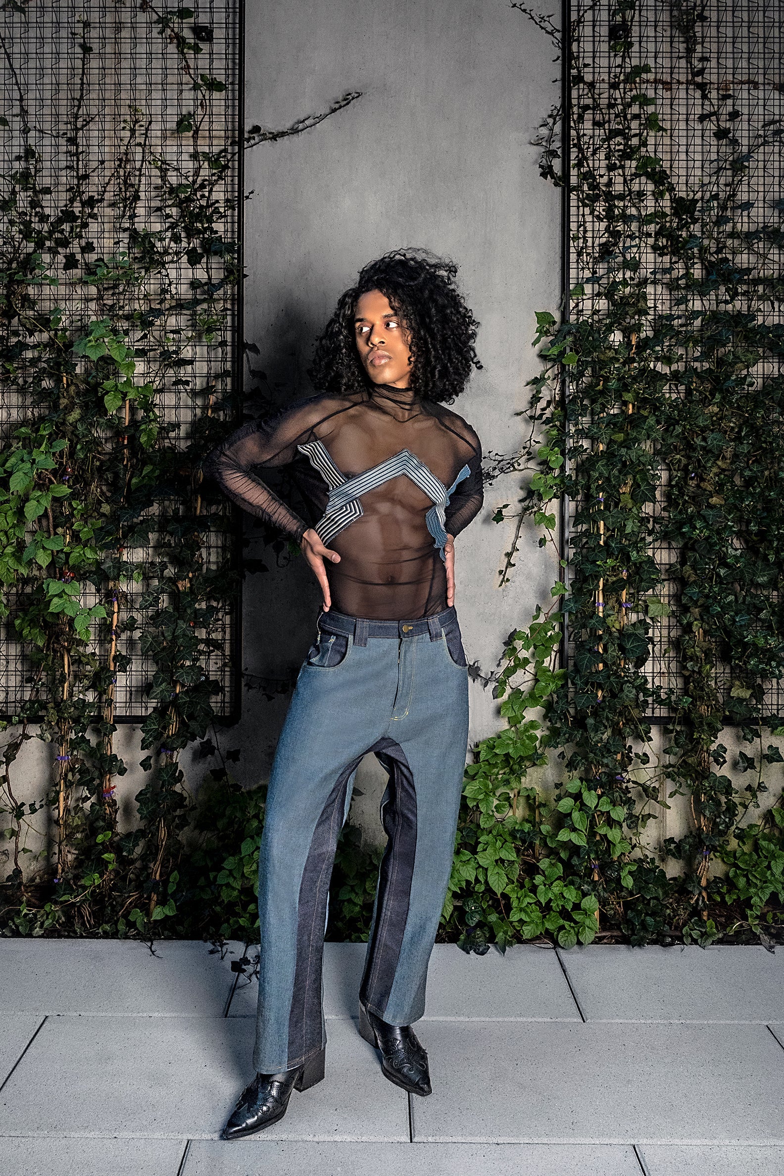 Relaxed Fit Paneled Jeans Pants LLESSUR NYC