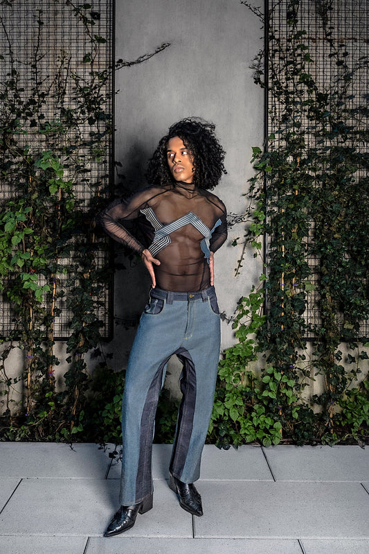 Relaxed Fit Paneled Jeans Pants LLESSUR NYC