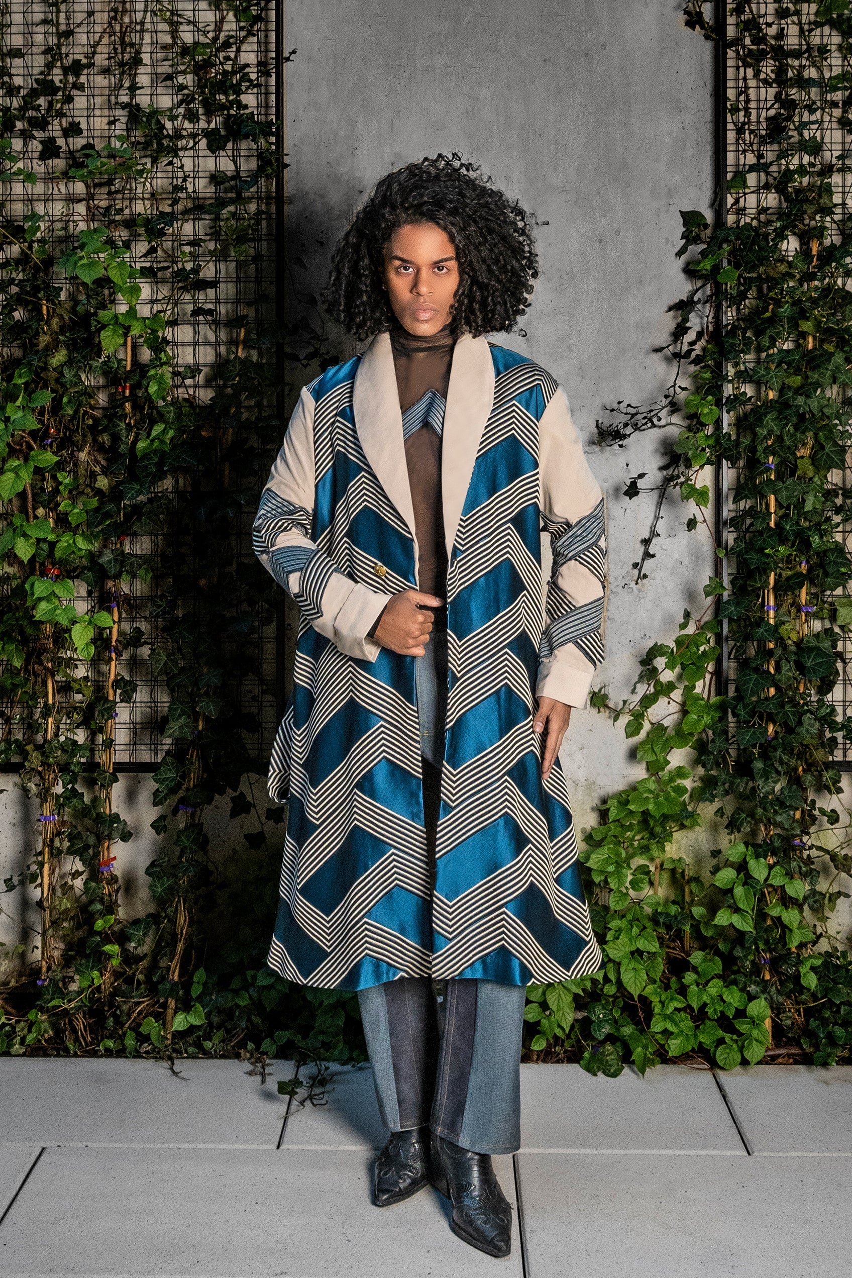 Geo Pattern Duster Jacket Coats & Jackets LLESSUR NYC