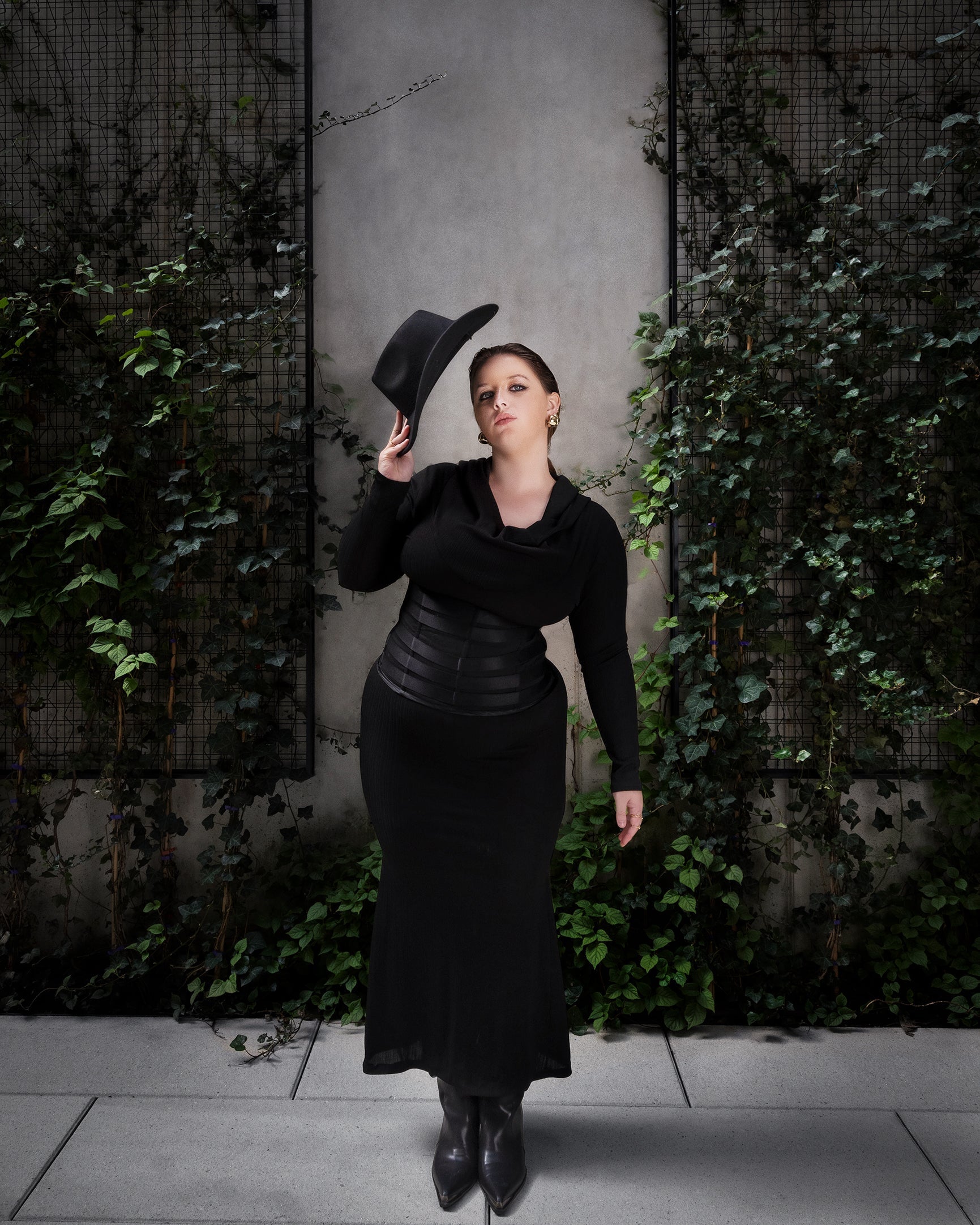 Cowl Neck Hooded Longs sleeve Gown Dresses LLESSUR NYC