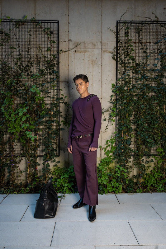 Long Sleeve Crew Neck Shirt With Drape Shirts & Tops LLESSUR NYC
