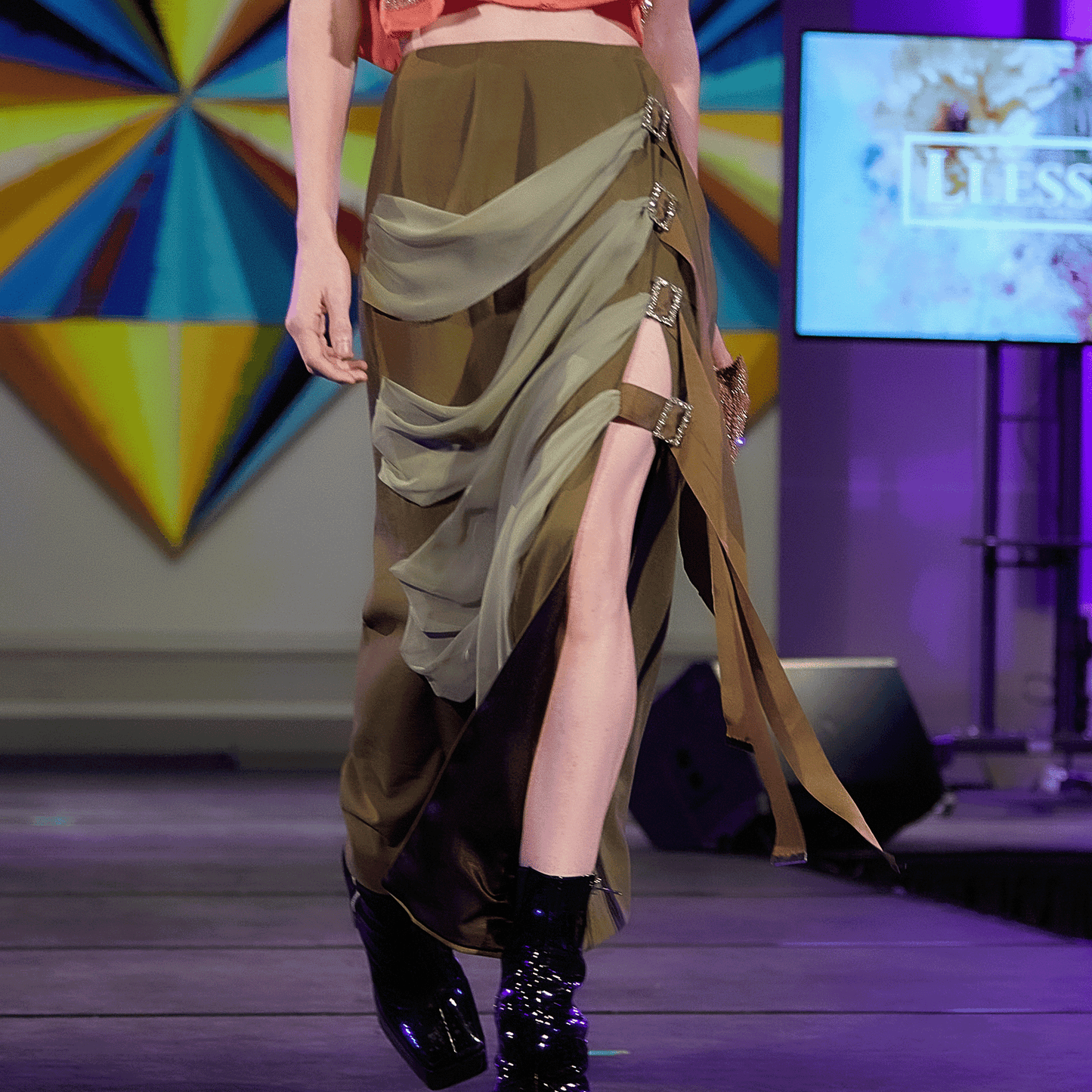 Wrap Cargo Skirt with Buckled Seam Split - LLESSUR NYC