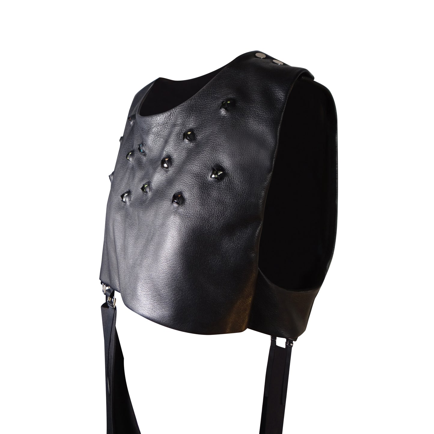 Embedded Evil Eye Leather Harness with Satin Sash - LLESSUR NYC