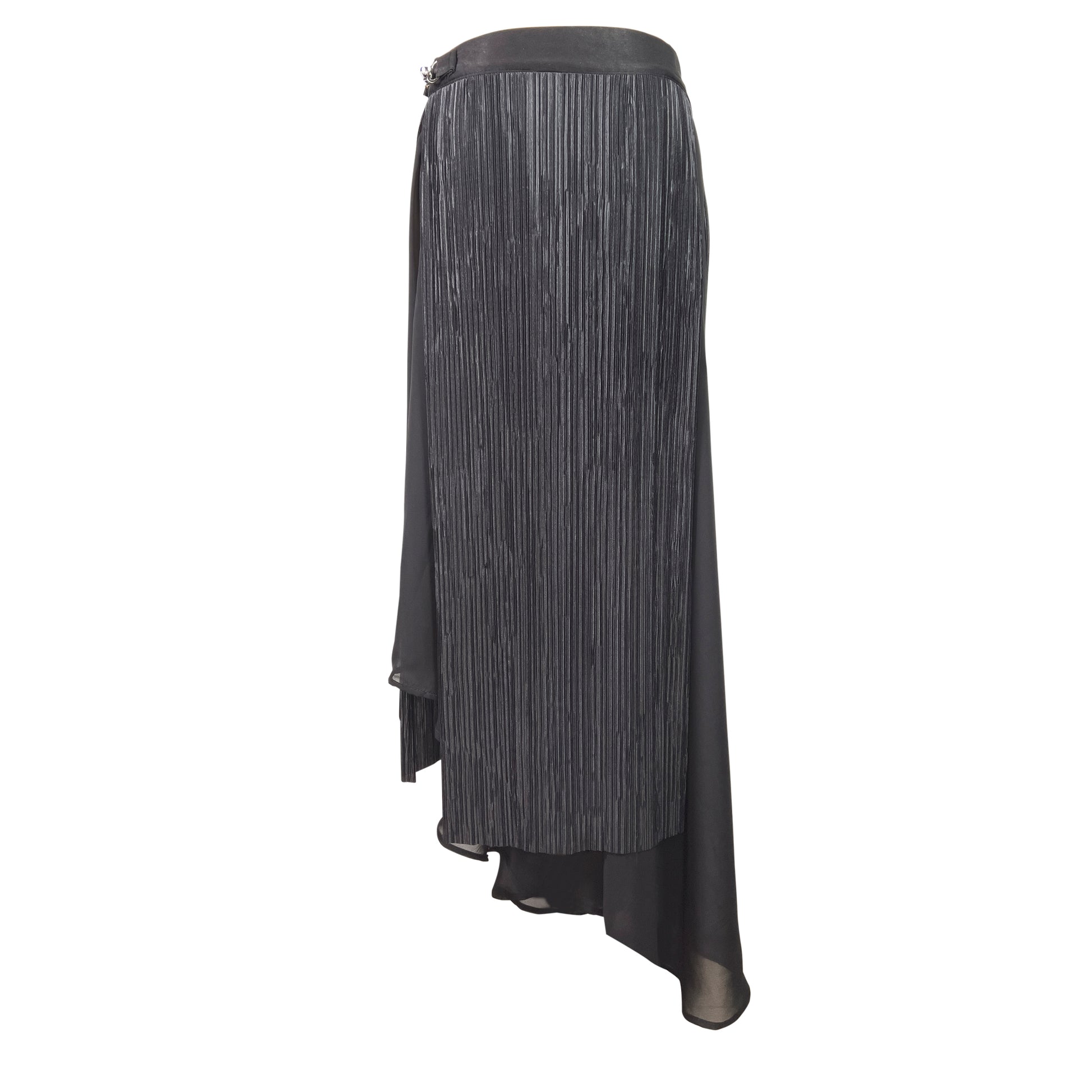 Asymmetrical Paneled Skirt With Side Clasp - LLESSUR NYC