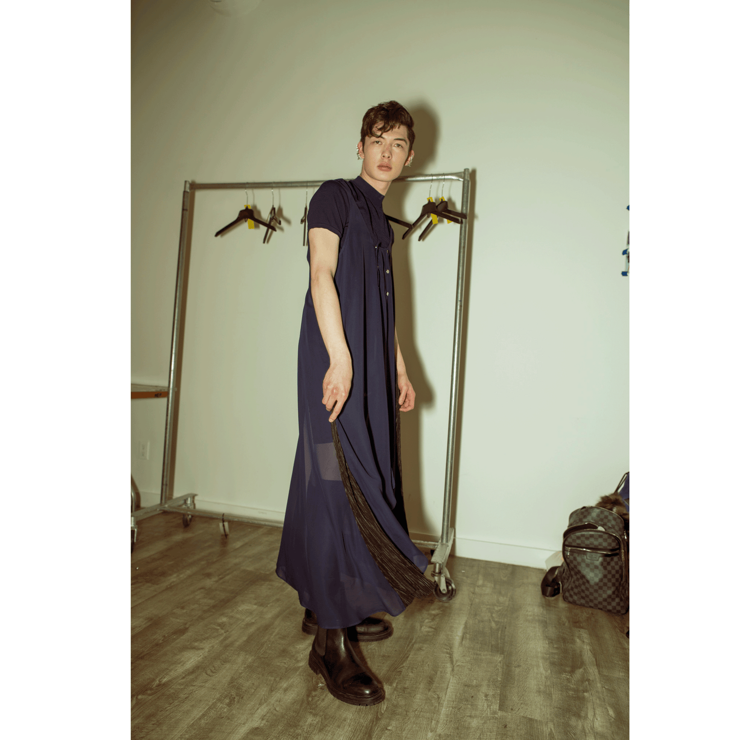 Flared Tank Dress with Side Fins - LLESSUR NYC