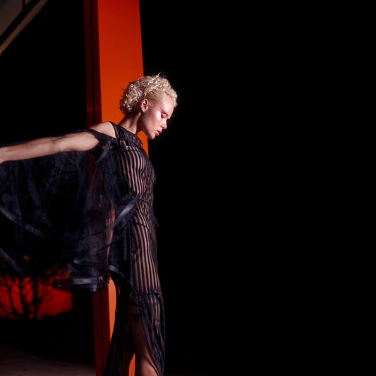 Skyline Sheer Dress - Black - LLESSUR NYC