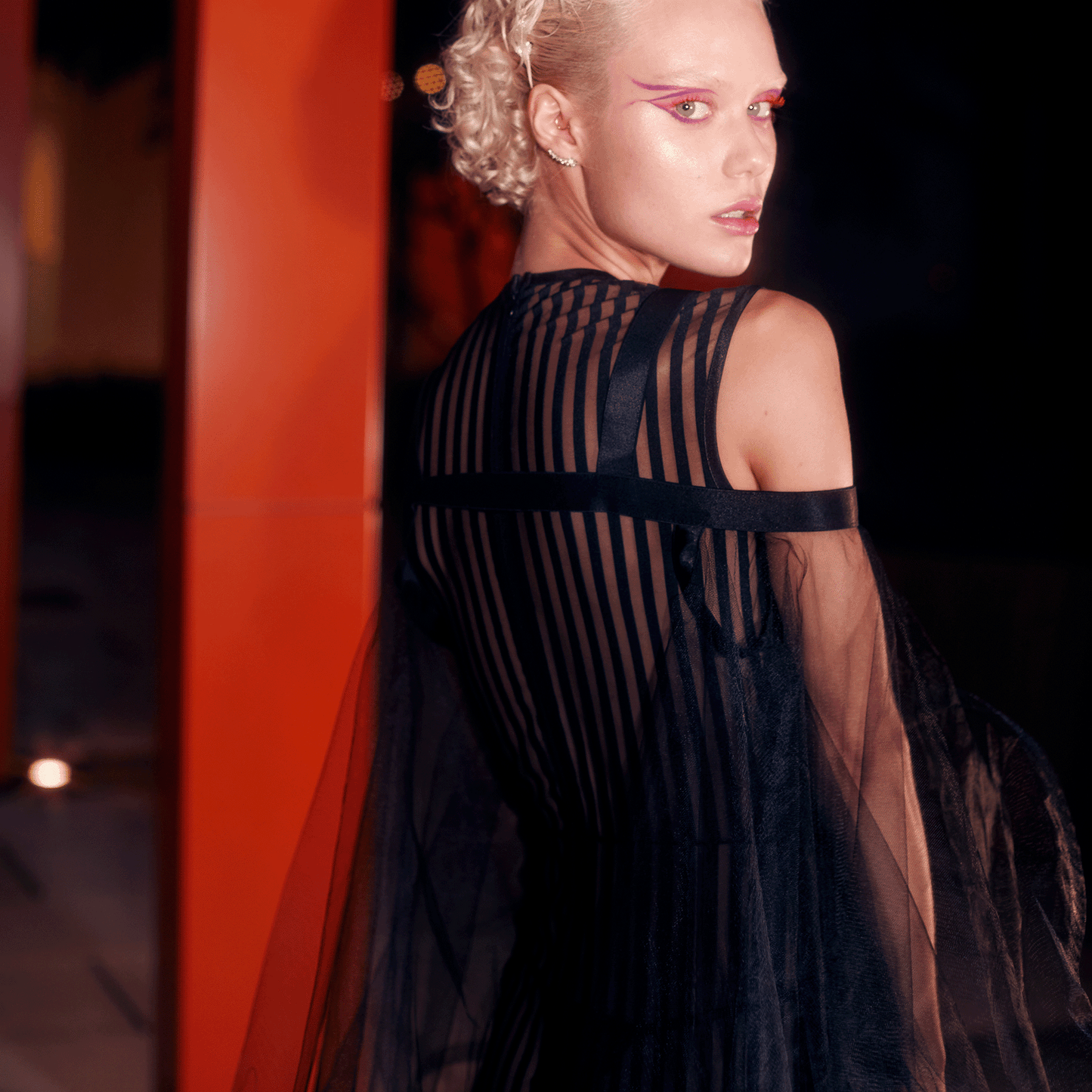 Skyline Sheer Dress - White - LLESSUR NYC