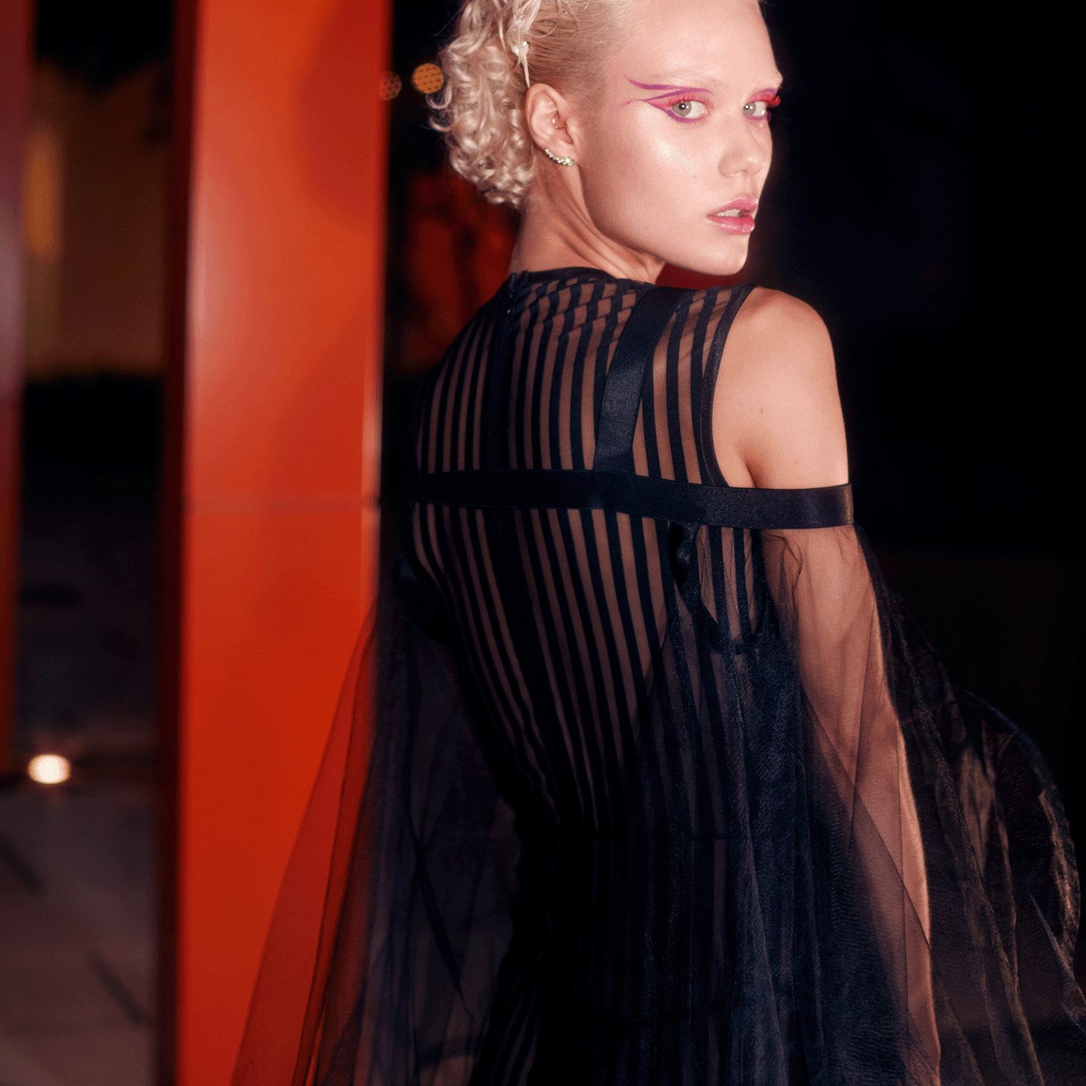 Skyline Sheer Dress - White - LLESSUR NYC