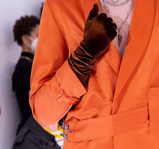 Embossed Stretch Velvet Gloves - LLESSUR NYC