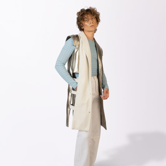 Sleeveless  Paneled Coat Vest Coats & Jackets LLESSUR NYC