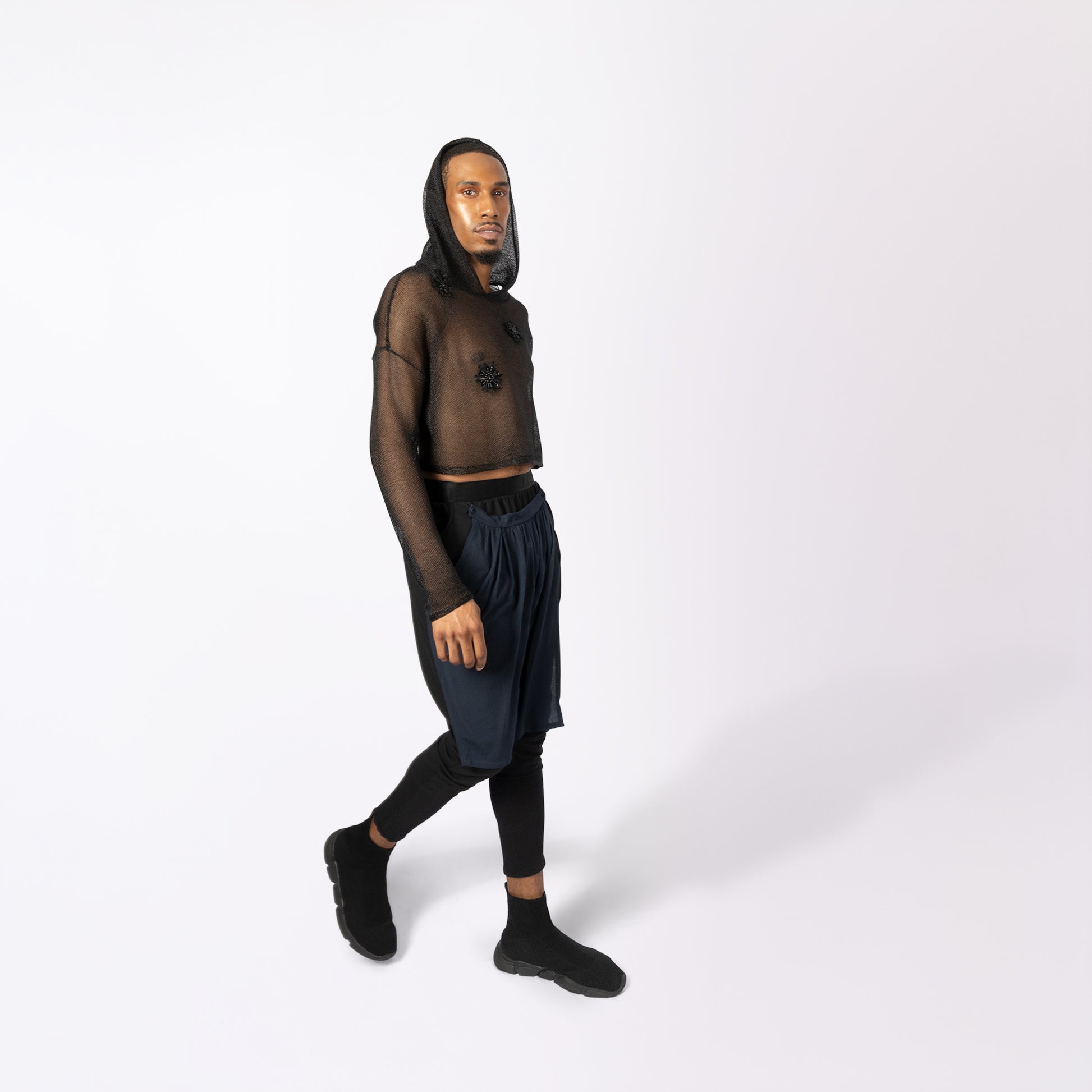 Cropped Hoodie W/ Sleeve Flares  LLESSUR NYC