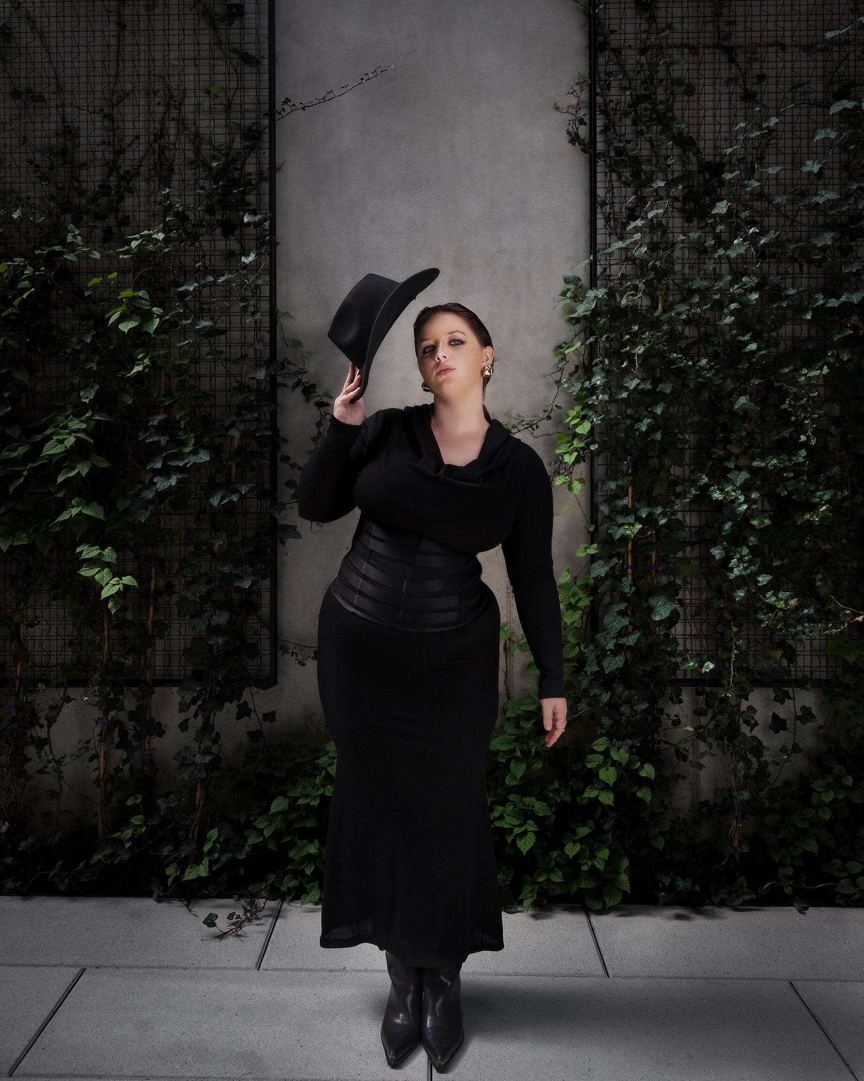 Cowl Neck Hooded Longs sleeve Gown Dresses LLESSUR NYC