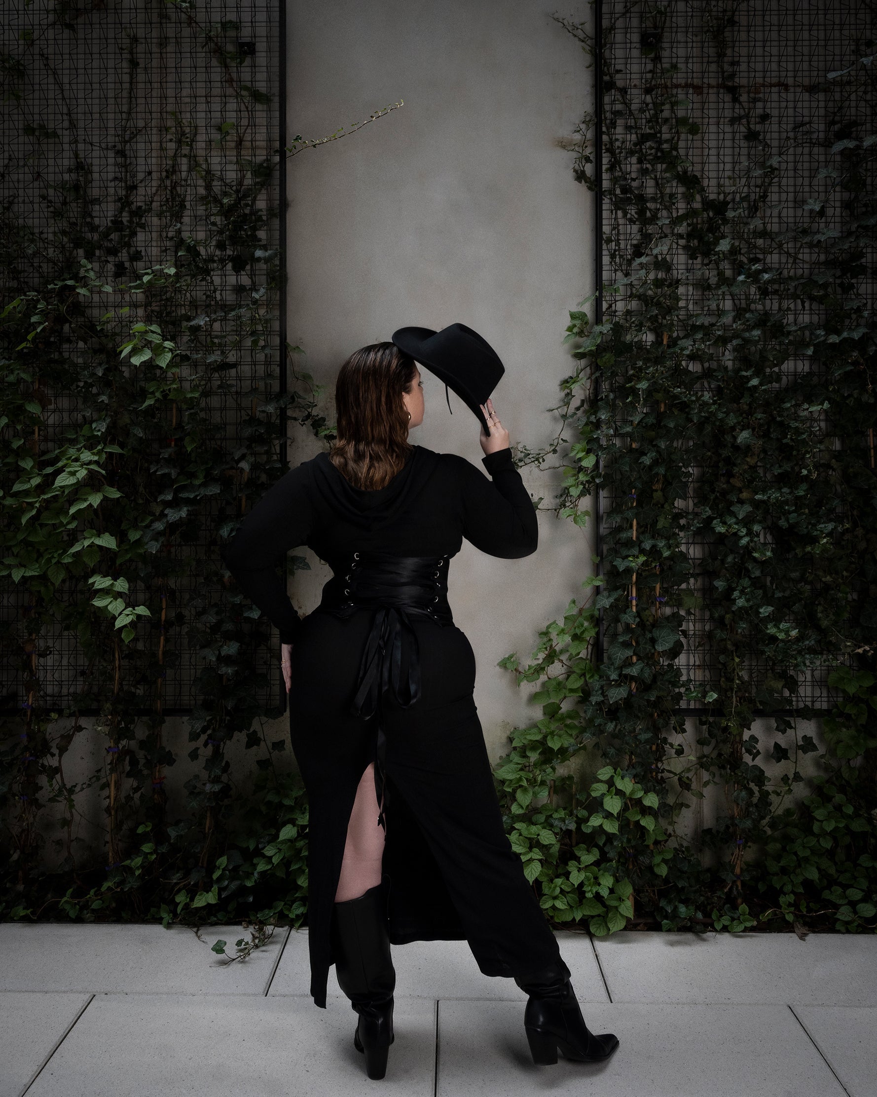 Cowl Neck Hooded Longs sleeve Gown Dresses LLESSUR NYC