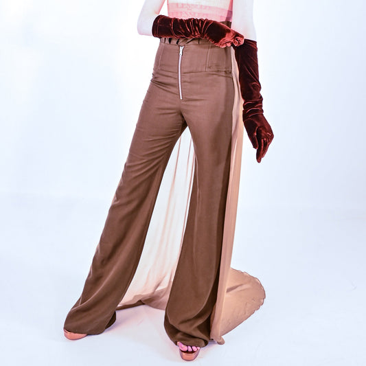High Waisted Flare Pant With Back Train