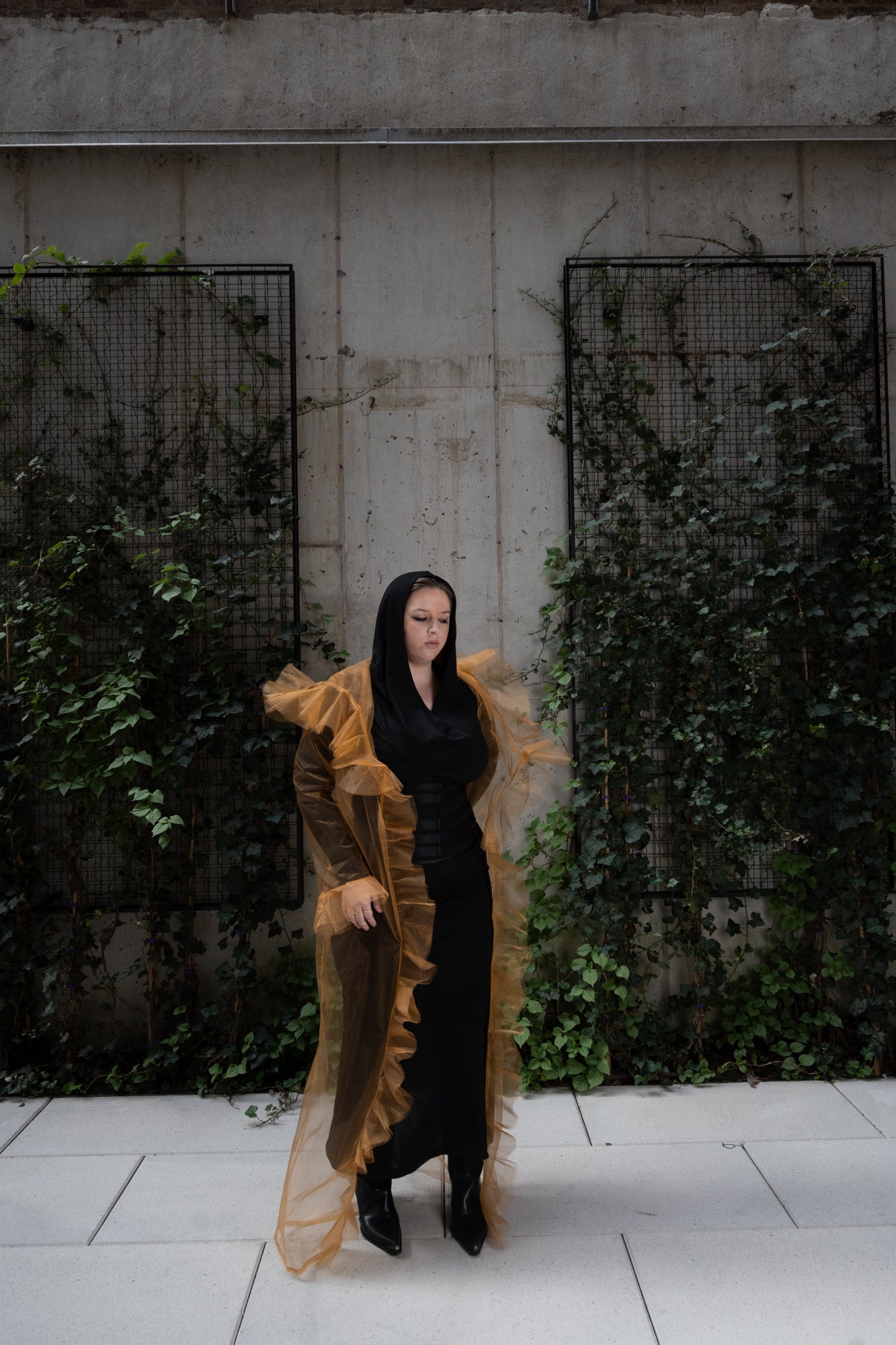 Flare Trim Hooded Organza Duster Jacket Coats & Jackets LLESSUR NYC