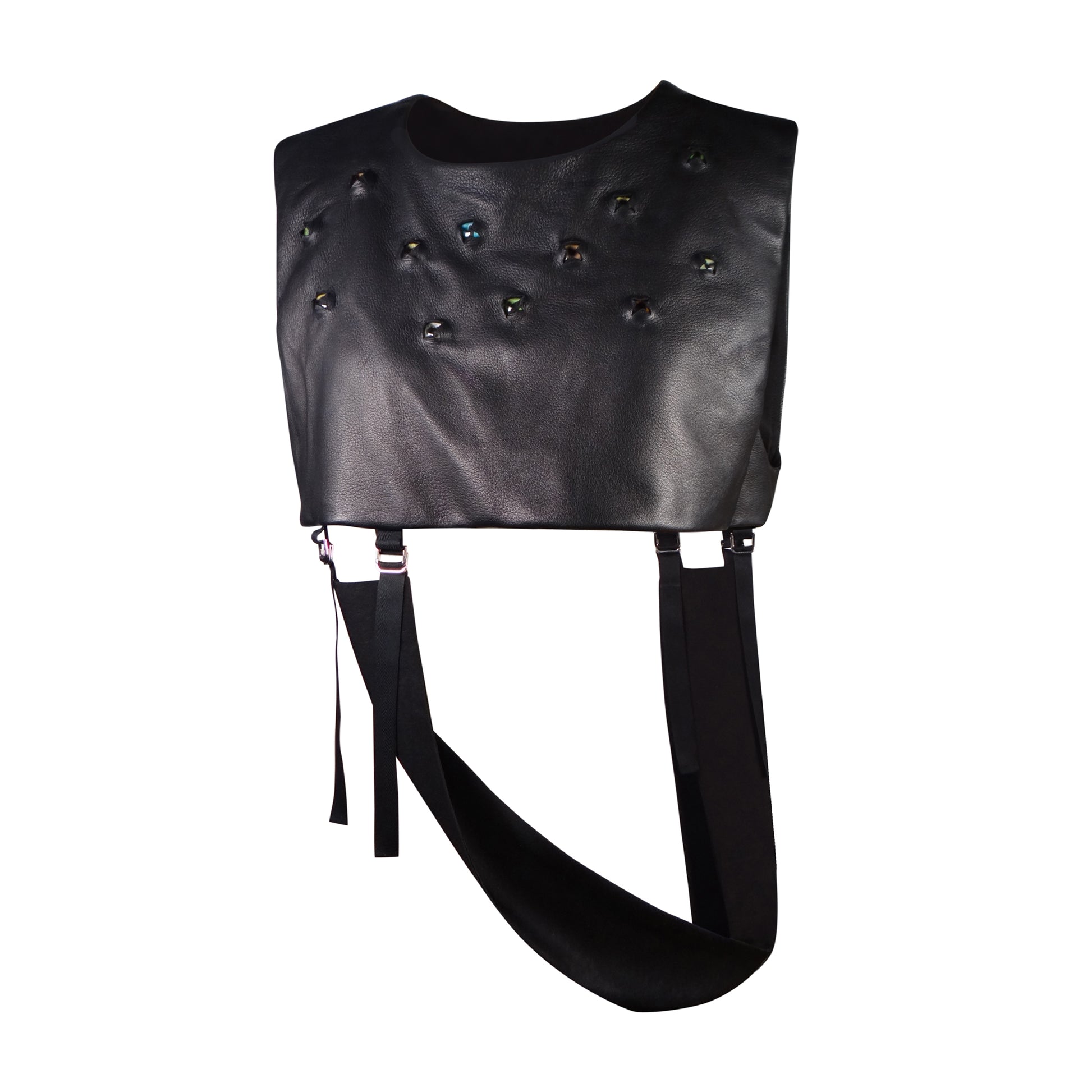 Embedded Evil Eye Leather Harness with Satin Sash - LLESSUR NYC