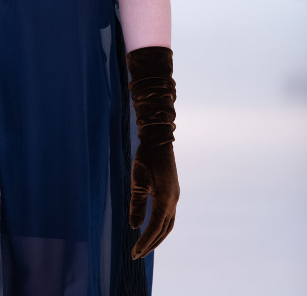 Embossed Stretch Velvet Gloves - LLESSUR NYC