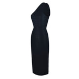 Embossed One Shoulder Bodycon Dress - LLESSUR NYC